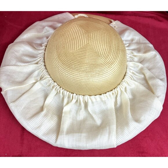 CHIC Vintage Matsuda Nicole Avant Garde Sun Hat Grass Straw With Cover Japan - Picture 5 of 9